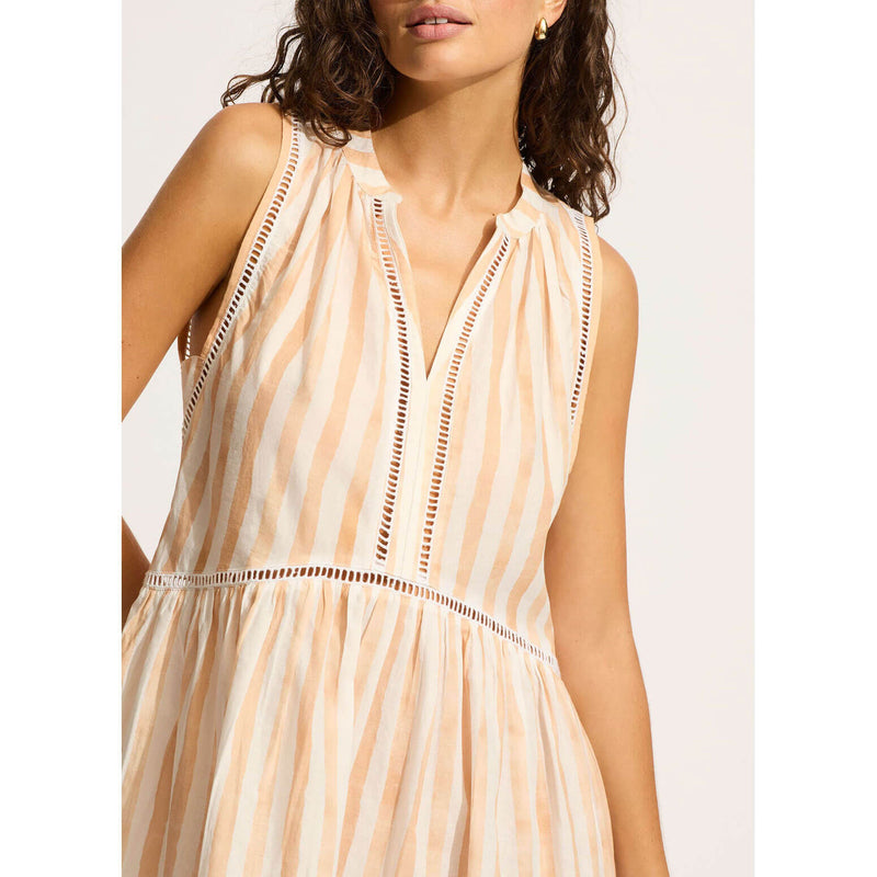 Seafolly Beach Edit Ladder Stripe Dress Cover Up - Ecru - FINAL SALE Seafolly Beach Edit Ladder Stripe Dress Cover Up - Ecru - FINAL SALE