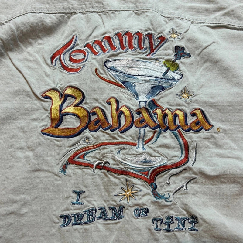 TBLV Tommy Bahama Mens Original Sample Hail Mary Camp Shirt Bering Blue - FINAL SALE