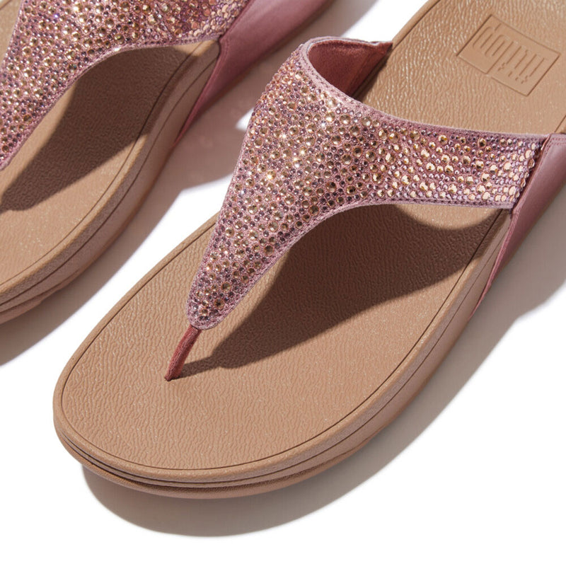 FitFlop Lulu Crystal-Mix Metallic Toe-Post Sandals in Metallic