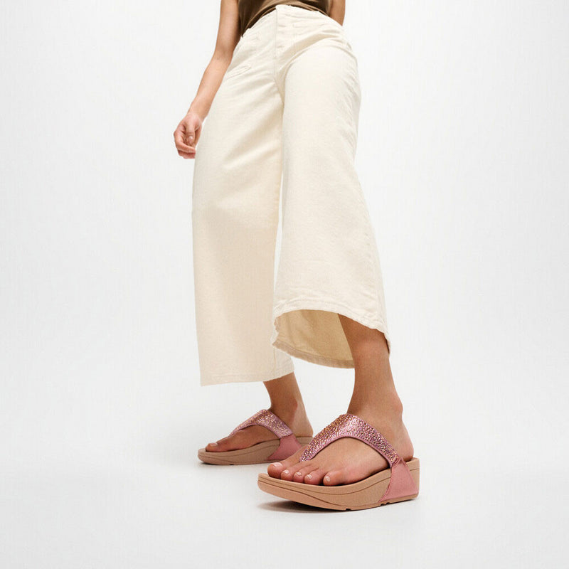 FitFlop Lulu Crystal-Mix Metallic Toe-Post Sandals in Metallic