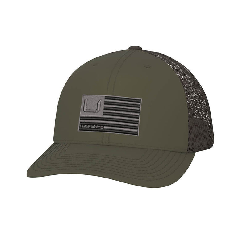 HUK H3000423-316-1 Mens Hat Huk And Bars Trucker Hat Moss at