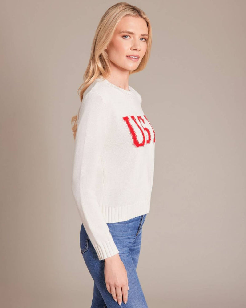 Alashan Women's Cotton Cashmere USA Reverse Jersey Crew Sweater in