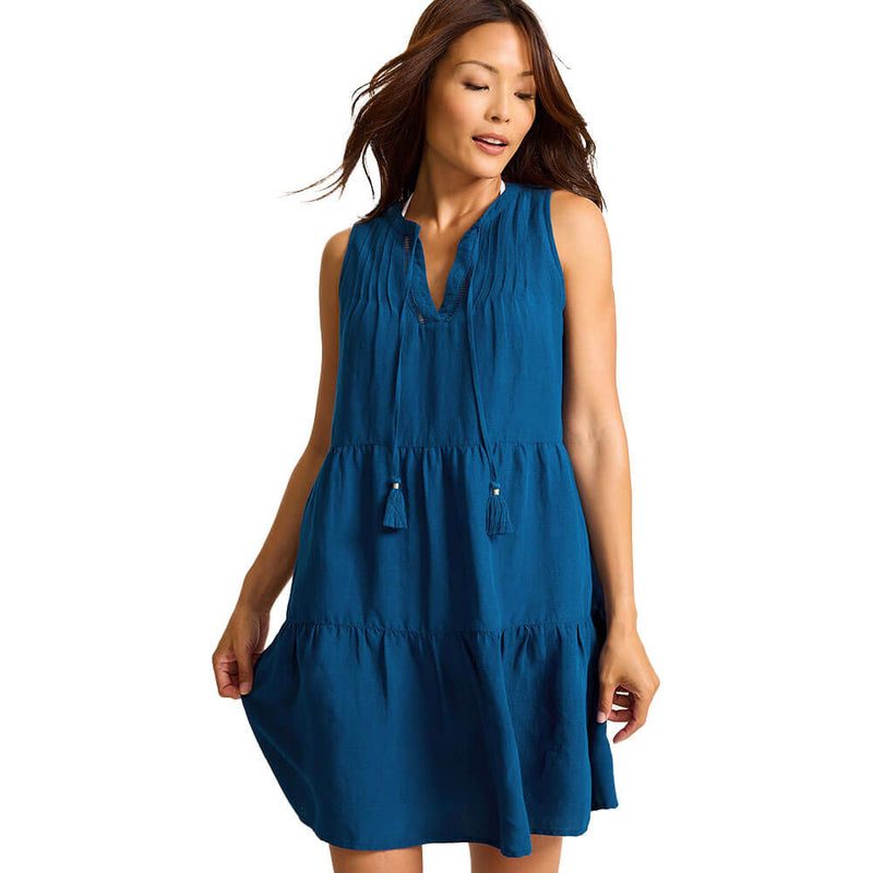 Tommy Bahama St.Lucia Sleeveless Tier Dress Women's Dress Indigo Tide : LG Tommy Bahama St.Lucia Sleeveless Tier Dress Women's Dress Indigo Tide : LG