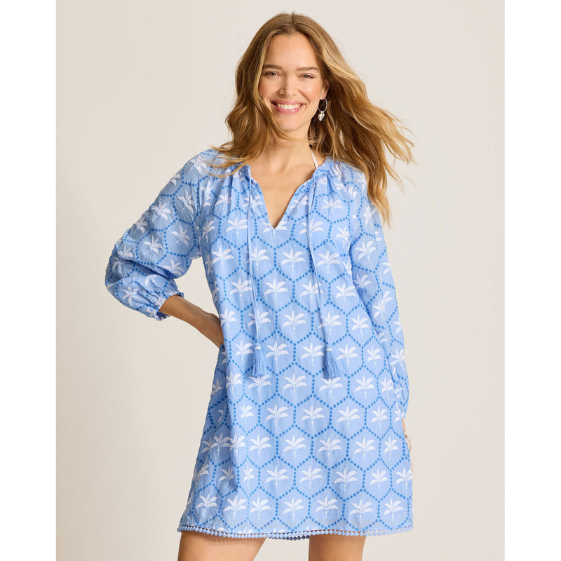 Tommy Bahama Women's Catalina Coast Eyelet Swim Cover-Up Dress - Blue - Size XS - Blue Parrot