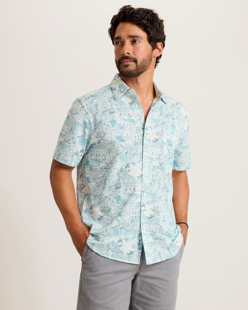 Tommy Bahama Men's San Lucio Tides Villa Vista Stretch Knit Shirt - Dark Blue Lagoon