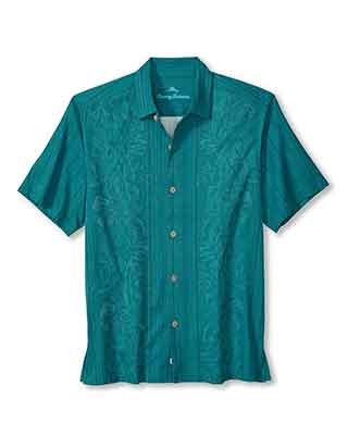 Tommy Bahama Men's Big & Tall Kona Border Silk Camp Shirt - Dockside Blue