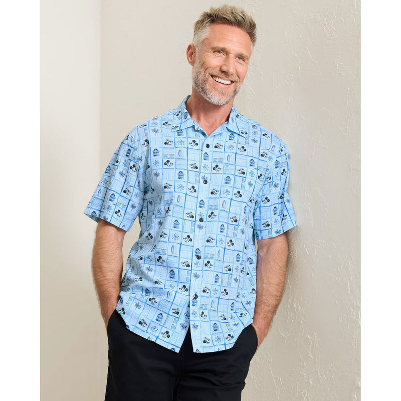 Tommy Bahama Men's Disney Nova Wave Retro Mosaic Cotton-Blend Shirt - Blue Splash Tommy Bahama Men's Disney Nova Wave Retro Mosaic Cotton-Blend Shirt - Blue Splash