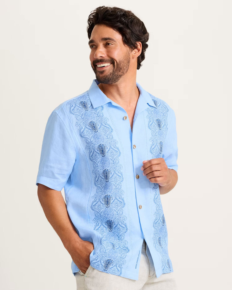 Tommy Bahama Men's Artist Series Noble Pineapples Vines Linen Camp Shirt