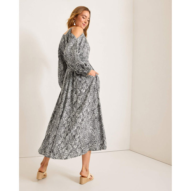 Tommy Bahama Women's Playa Python Long Sleeve Maxi Dress in Shadow Island Trends Tommy Bahama Women's Playa Python Long Sleeve Maxi Dress in Shadow Island Trends