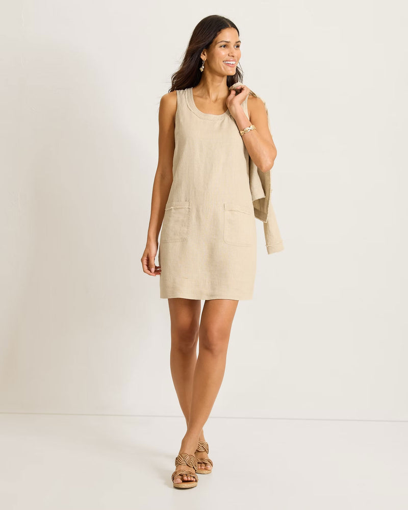 tommy bahama linen dresses Women's Two Palms Patch Pocket Dress - Natural Embrace the island life Color:Vintage Pink Floral TikTok Only A Line Pink Long