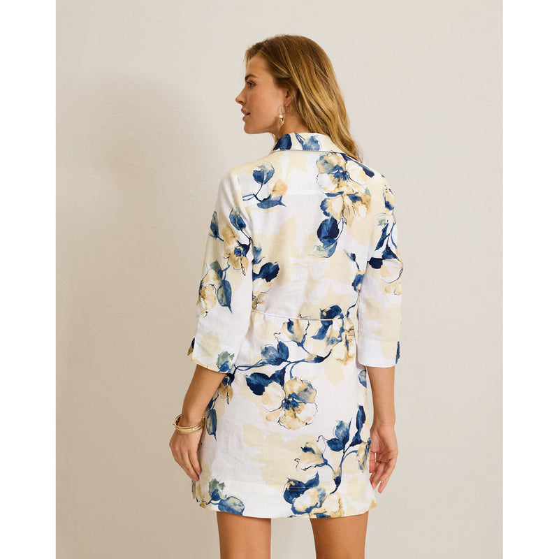 tommy bahama linen dresses Women's Beleza Blossom 3/4 Sleeve Shift Dress back prom dresses Color:LT-BLUE-MULT Hang to dry Women's Comfortable Cotton Linen