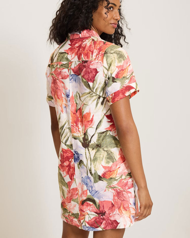 tommy bahama linen dresses Women's Two Palms Island Bloom Collared Shift Dress - Coconut Embrace the island life Color:Vintage Pink Floral TikTok Only A Line Pink Long