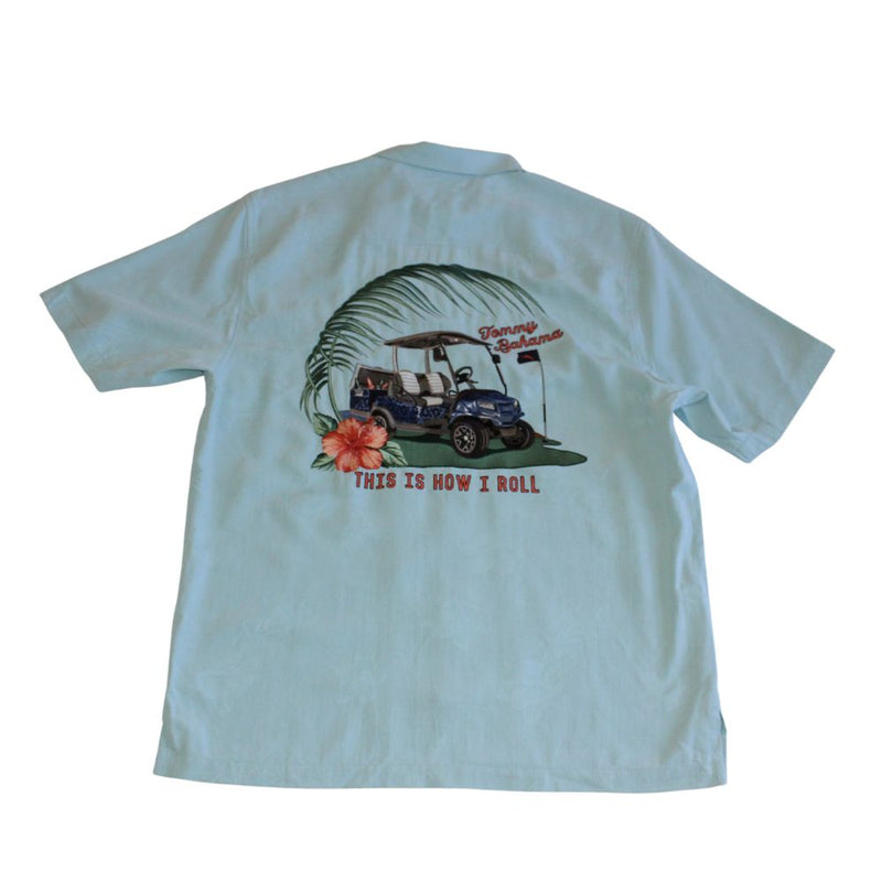 TBLV Tommy Bahama Mens Original Sample Legroom Bar Camp Shirt Dark Sea - FINAL SALE main image 0