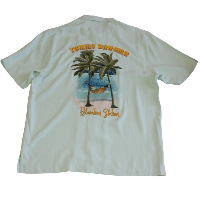 TBLV Tommy Bahama Mens Original Sample Third And Long Camp Shirt - Salsa - FINAL SALE