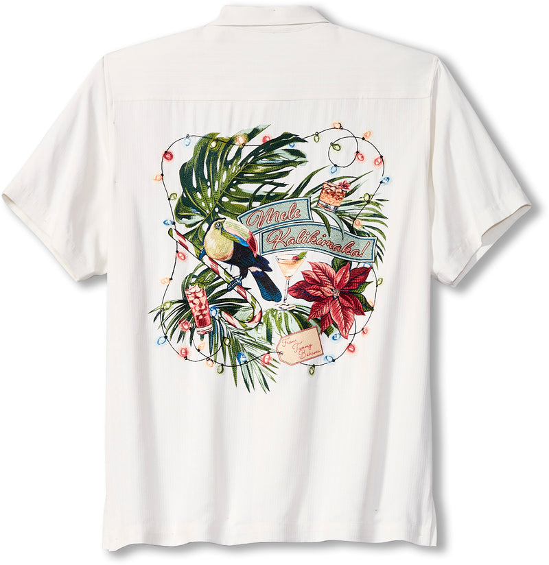 TBLV Tommy Bahama Mens Original Sample TB Embossed Back Camp Shirt - Olivine - FINAL SALE