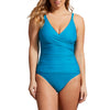 Tribal Wrap Front One-Piece Swimsuit With Flatten It Tummy Control - Teal Blue