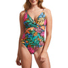 Tribal Wrap Front One-Piece Swimsuit With Flatten It Tummy Control - Camelia