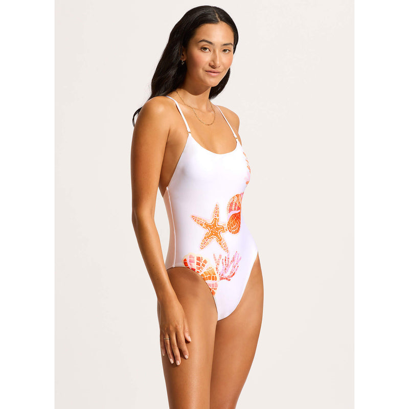Seafolly La Mer Scoop Neck Swimsuit - White