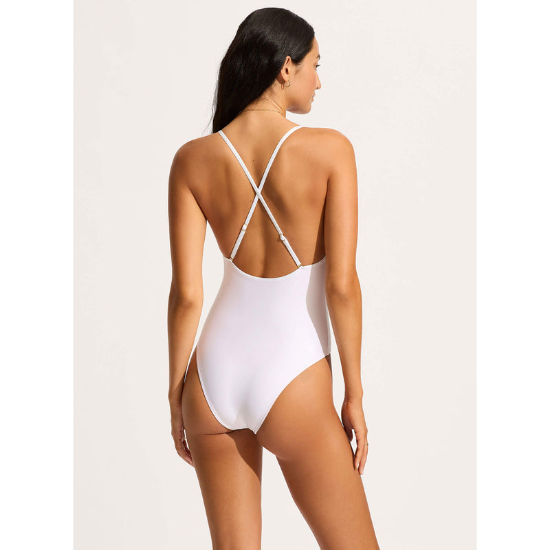 Seafolly La Mer Scoop Neck Swimsuit - White