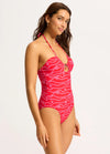 Seafolly Setsail Drawstring Halter One Piece Swimsuit - Chilli Red