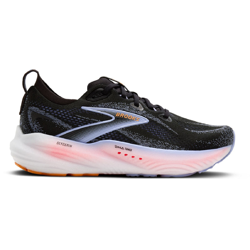 Brooks Womens Glycerin 22 Shoes - Black / Blue Heron / Orange
