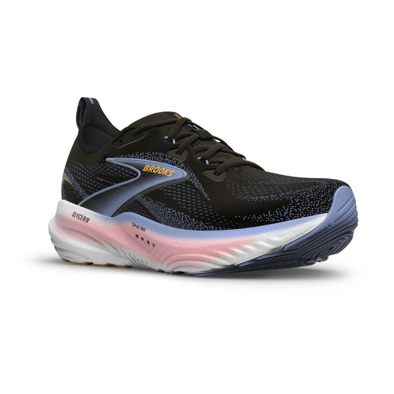 Brooks Womens Glycerin 22 Shoes - Black / Blue Heron / Orange