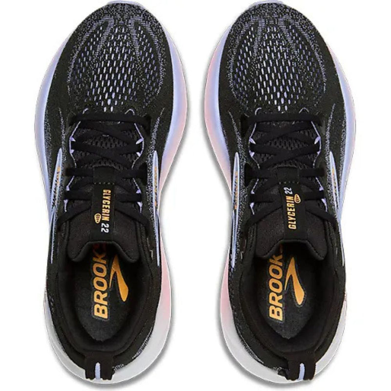 Brooks Womens Glycerin 22 Shoes - Black / Blue Heron / Orange