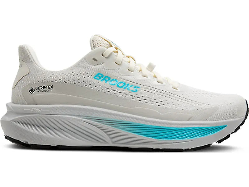 Brooks Womens Ghost 17 GTX Shoes - Coconut / Oyster / Blue