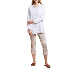 Tribal Rolled Long Sleeve Tunic With High Slits - White