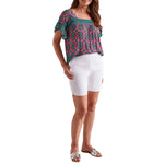 Tribal 7-Inch Flatten It Pull On Short With Back Pockets - White