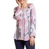 Tribal 3/4 Sleeve Buttoned Front Blouse With Tape Dtl - Blossom