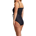 Tribal Smocking One-Piece Swimsuit With Flatten It Tummy Control - Black