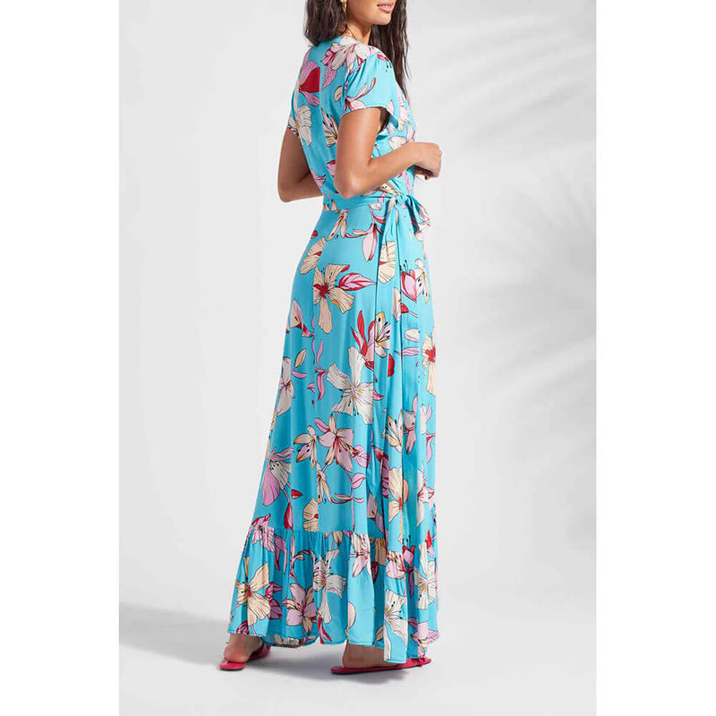 Tribal Short Sleeve Wrap Up Maxi Dress - Honolulu