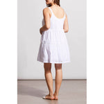 Tribal Sleeveless Tiered Dress With Lining - White