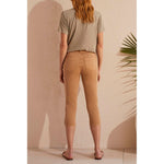 Tribal 22-Inch 5 Pocket Pull On Capri With Hem Vent - Dune