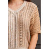 Tribal Dolman Elbow Sleeve Sweater - H Tan