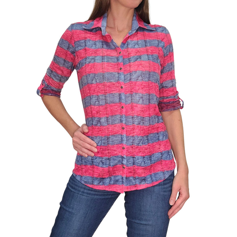 David Cline Aaliyah Roll Up Sleeve Top - Cerise