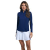 IBKUL Womens Long Sleeve Mock Solid Top - Classic Navy