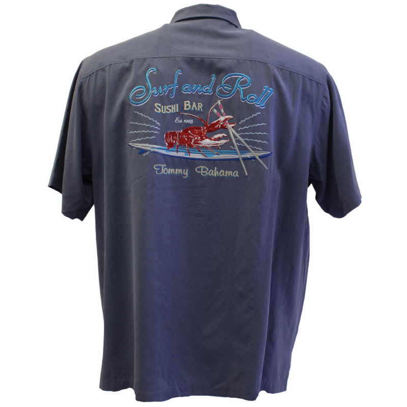 TBLV Tommy Bahama Mens Original Sample Surf and Roll Camp Shirt - Night Shadow