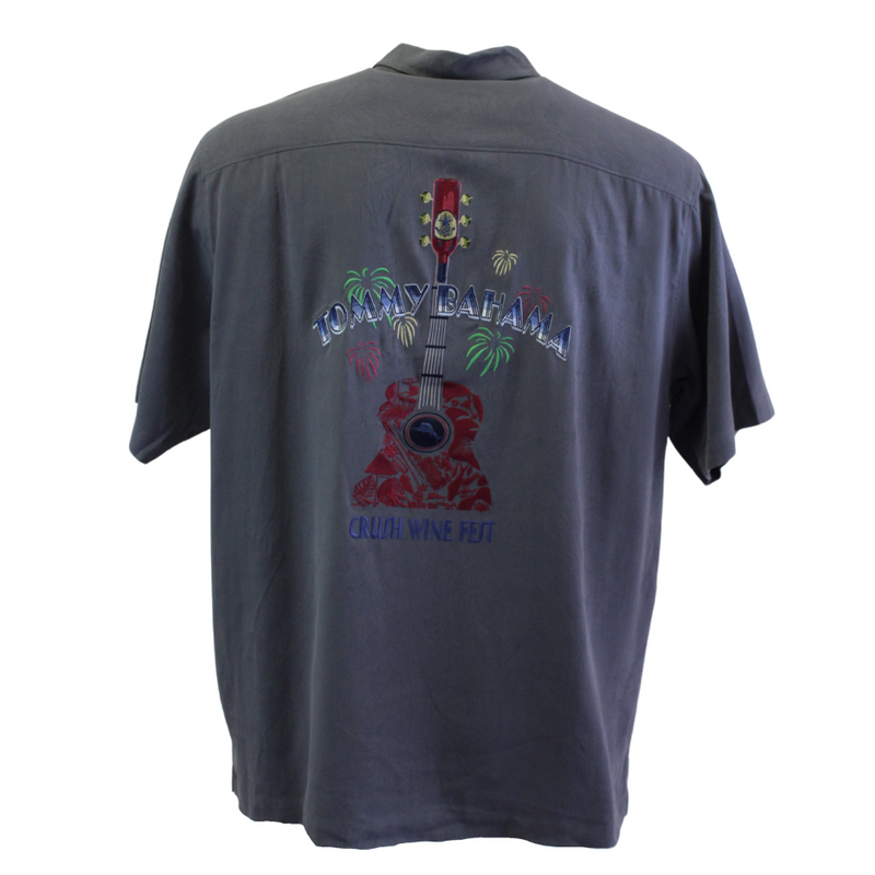 TBLV Tommy Bahama Mens Original Sample Crush Wine Festival Camp Shirt - Fog Grey