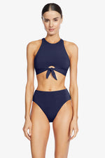 Robin Piccone Ava High Waist Bikini Bottom - Navy