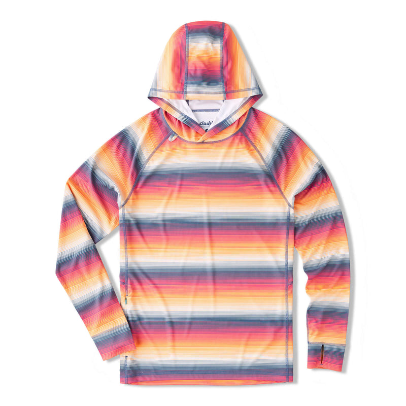 Chubbies The Malibu Sunset Long Sleeve Hoodie T-Shirt - Light/Pastel Red - Striped (Predominate)