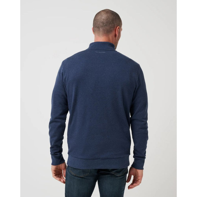 TravisMathew Cloud Quarter Zip 2.0 Pullover Sweater - Heather Blue