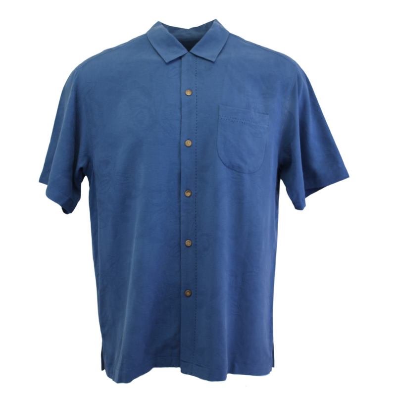 TBLV Tommy Bahama Mens Original Sample TB Legroom Camp Shirt - Island Navy