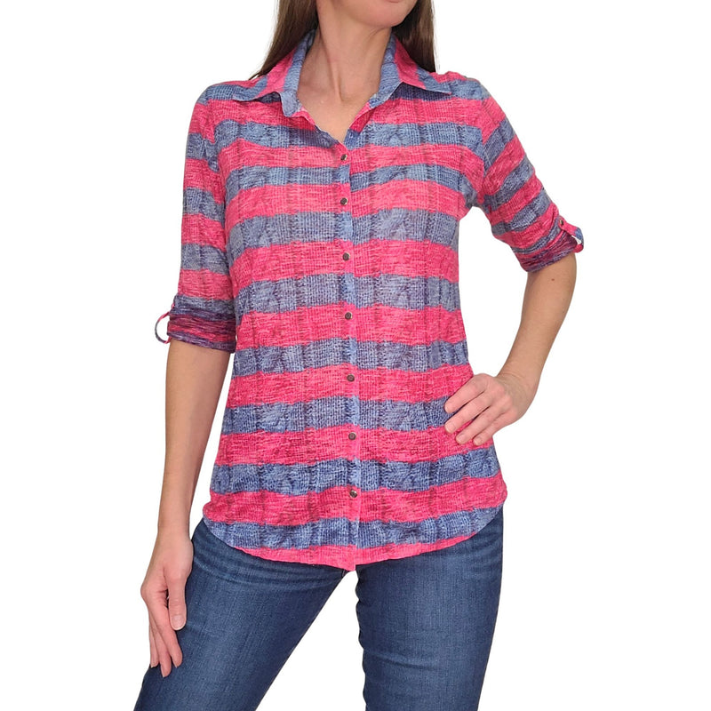 David Cline Aaliyah Roll Up Sleeve Top - Cerise