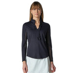 G Lifestyle Long Sleeve Double Ruffle Top - Black