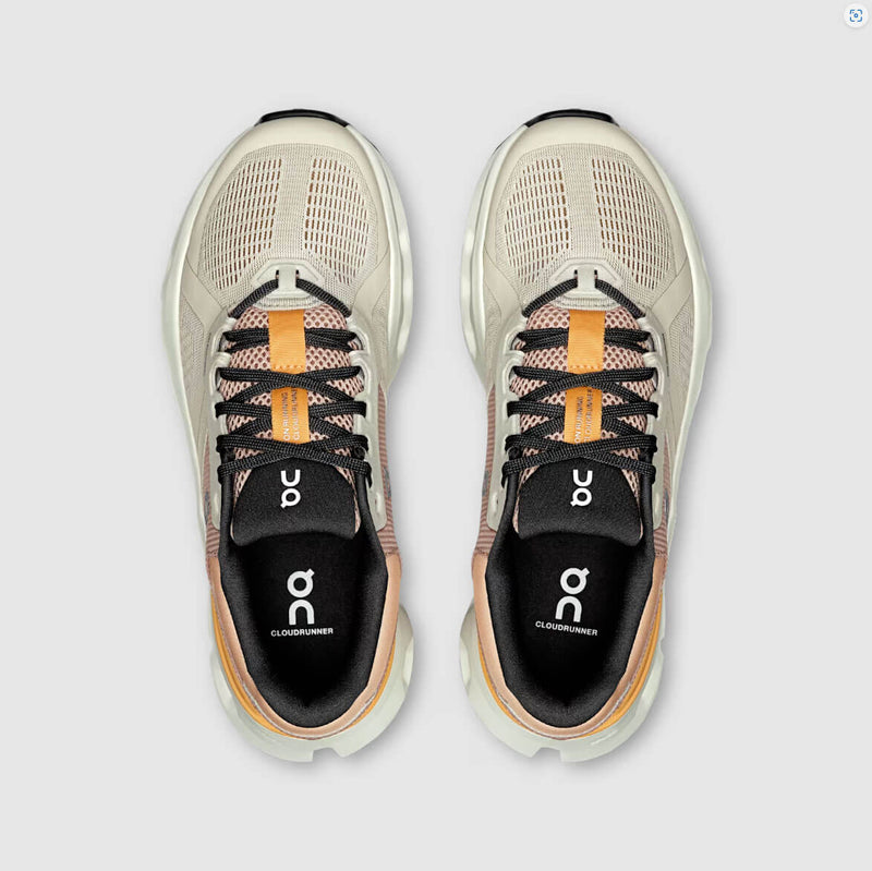 On Women's Cloudrunner 2 Shoes - Pearl / Tangerine