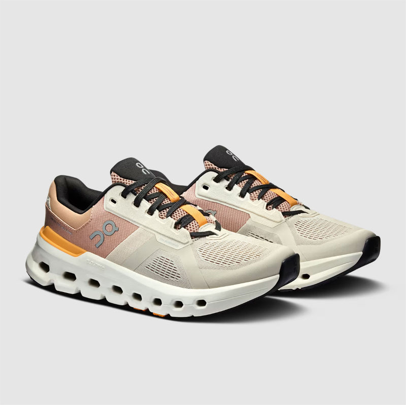 On Women's Cloudrunner 2 Shoes - Pearl / Tangerine