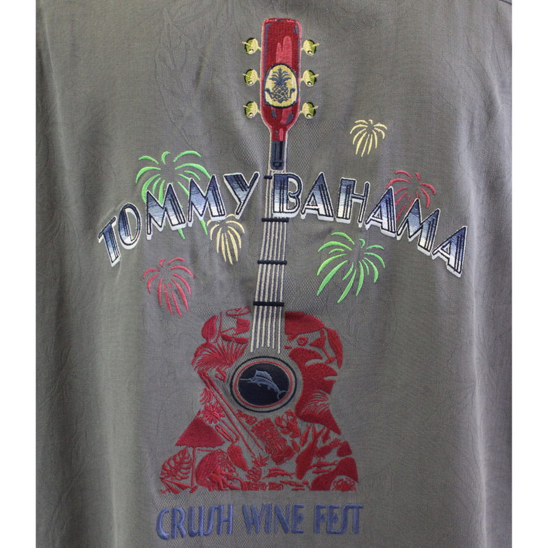TBLV Tommy Bahama Mens Original Sample Crush Wine Festival Camp Shirt - Fog Grey