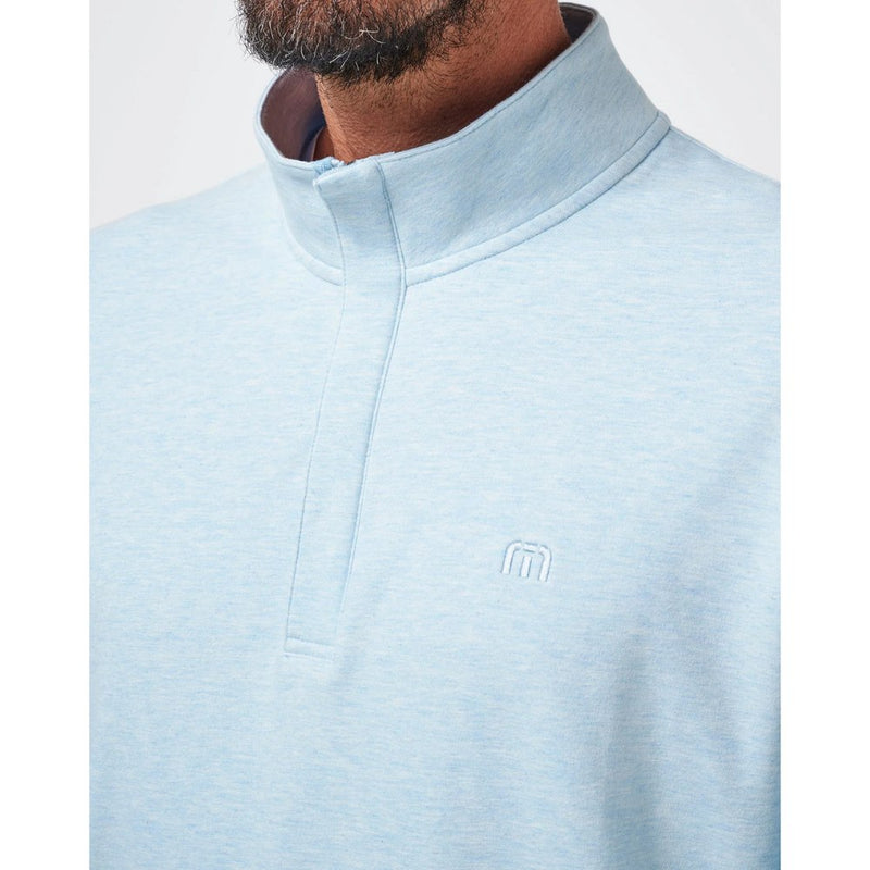 TravisMathew Cloud Quarter Zip 2.0 Pullover Sweater - Heather Kentucky Blue